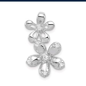 Flower Plumeria Sterling silver cz pendant
